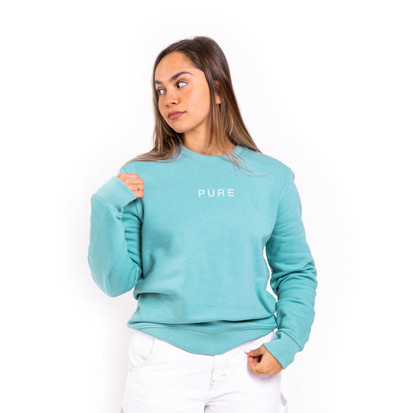 The Coral Sweatshirt - Teal Monstera